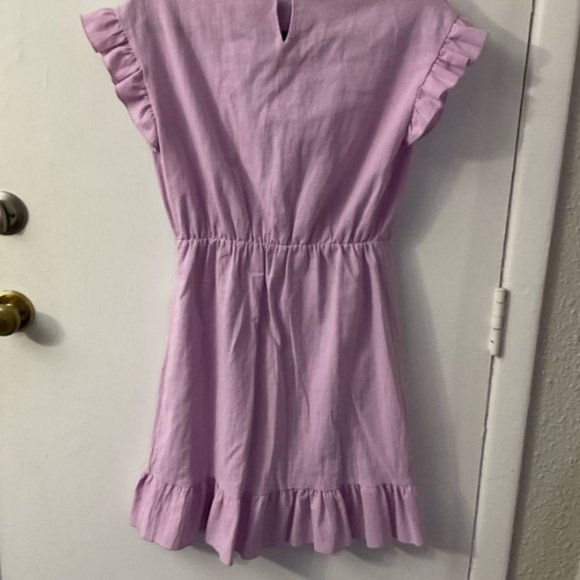 Lilac Purple Asymmetrical Ruffle Wrap Dress Size Small Easter Spring - Picture 1 of 7